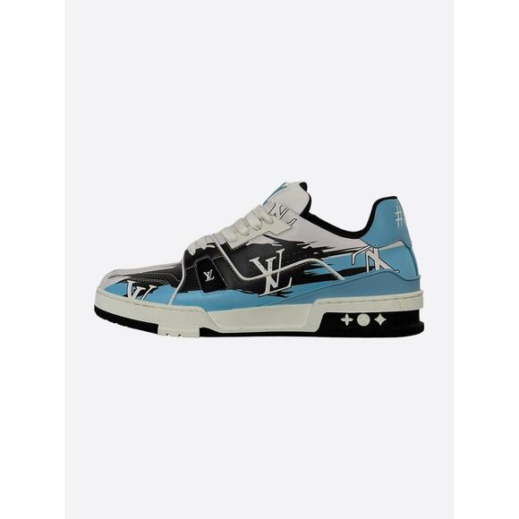 Louis Vuitton Black & Blue Logo Trainers - Picture 3 of 8